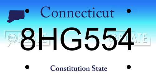 8HG554 Connecticut License Plate
