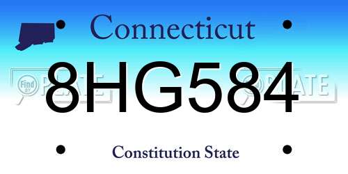 8HG584 Connecticut License Plate