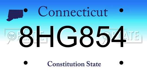 8HG854 Connecticut License Plate