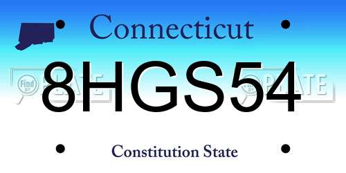 8HGS54 Connecticut License Plate