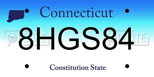 8HGS84 Connecticut License Plate
