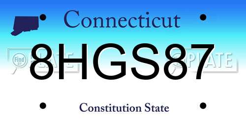 8HGS87 Connecticut License Plate