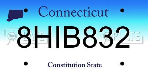 8HIB832 Connecticut License Plate