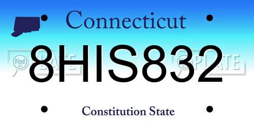8HIS832 Connecticut License Plate