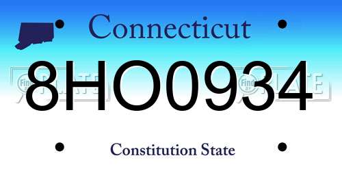 8HO0934 Connecticut License Plate