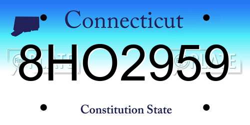 8HO2959 Connecticut License Plate