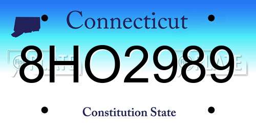 8HO2989 Connecticut License Plate