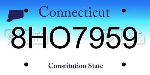 8HO7959 Connecticut License Plate