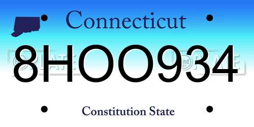 8HOO934 Connecticut License Plate