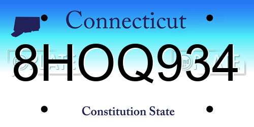 8HOQ934 Connecticut License Plate