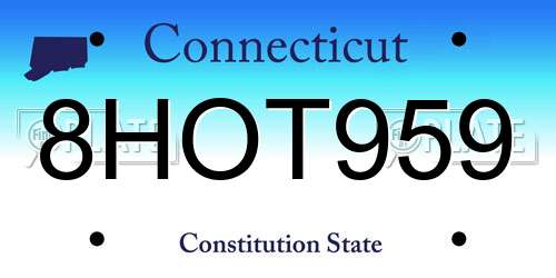8HOT959 Connecticut License Plate
