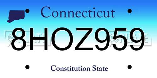 8HOZ959 Connecticut License Plate