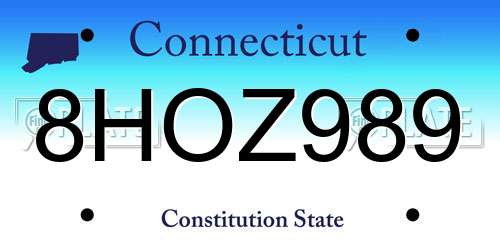 8HOZ989 Connecticut License Plate