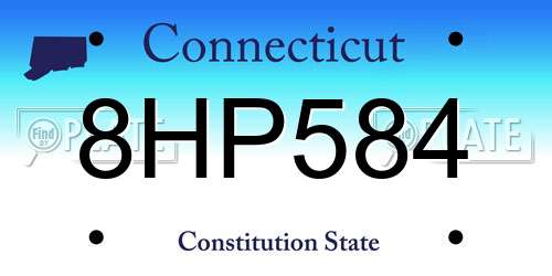 8HP584 Connecticut License Plate
