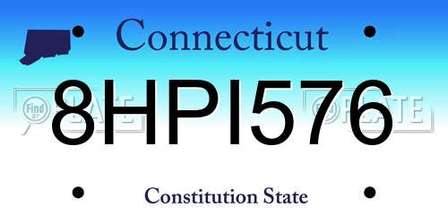 8HPI576 Connecticut License Plate