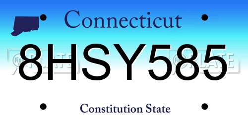 8HSY585 Connecticut License Plate