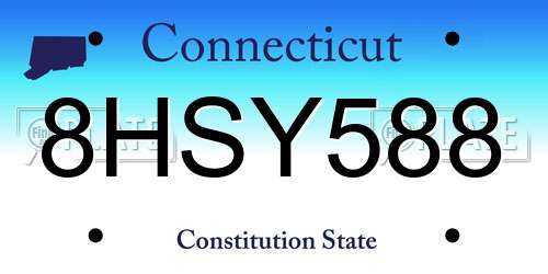 8HSY588 Connecticut License Plate