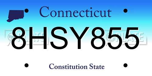 8HSY855 Connecticut License Plate