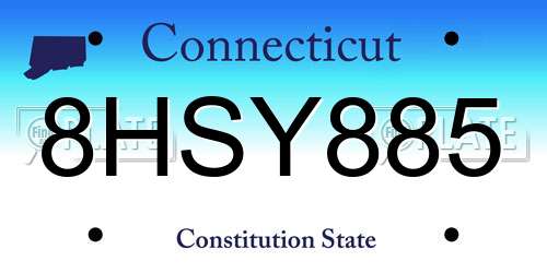 8HSY885 Connecticut License Plate