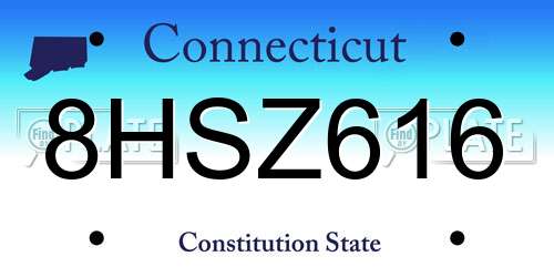8HSZ616 Connecticut License Plate