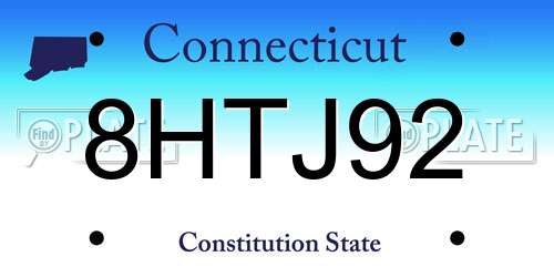 8HTJ92 Connecticut License Plate