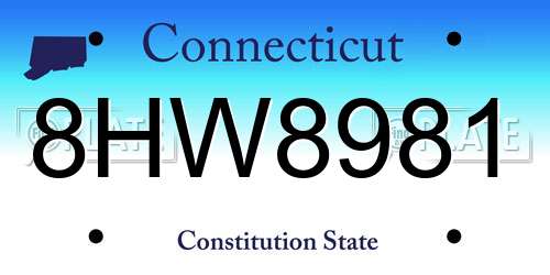 8HW8981 Connecticut License Plate