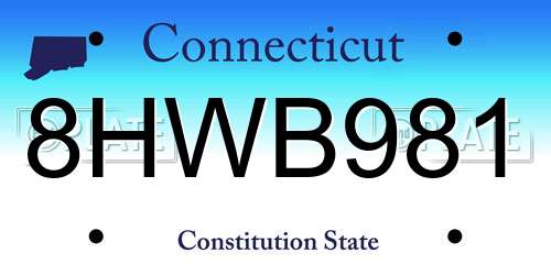 8HWB981 Connecticut License Plate