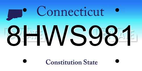 8HWS981 Connecticut License Plate