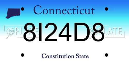 8I24D8 Connecticut License Plate