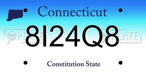8I24Q8 Connecticut License Plate