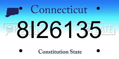 8I26135 Connecticut License Plate