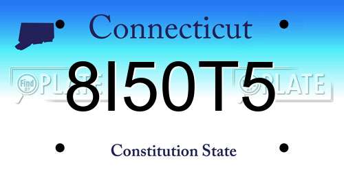 8I50T5 Connecticut License Plate
