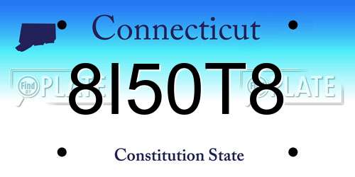 8I50T8 Connecticut License Plate