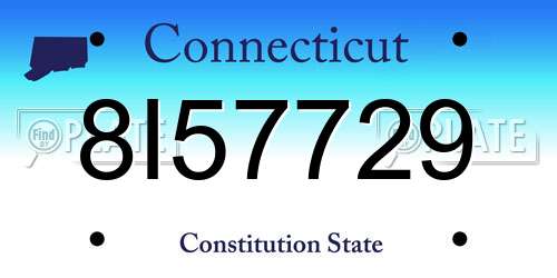 8I57729 Connecticut License Plate