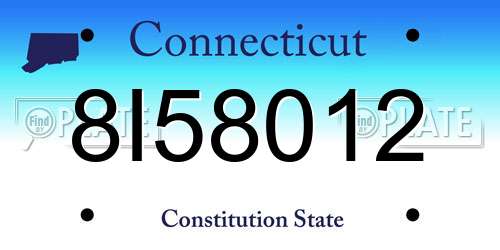 8I58012 Connecticut License Plate