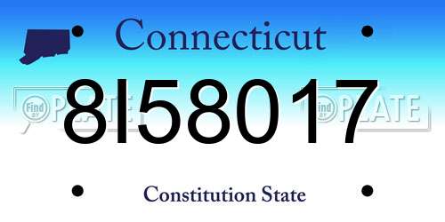 8I58017 Connecticut License Plate