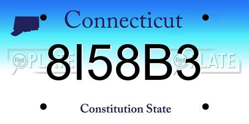 8I58B3 Connecticut License Plate