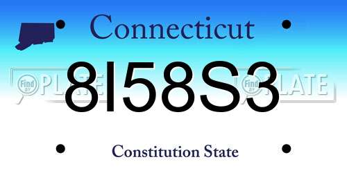 8I58S3 Connecticut License Plate