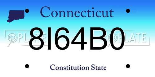 8I64B0 Connecticut License Plate