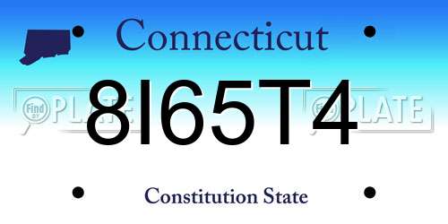 8I65T4 Connecticut License Plate