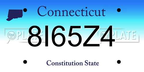 8I65Z4 Connecticut License Plate