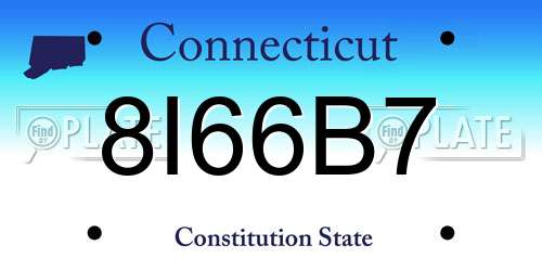 8I66B7 Connecticut License Plate