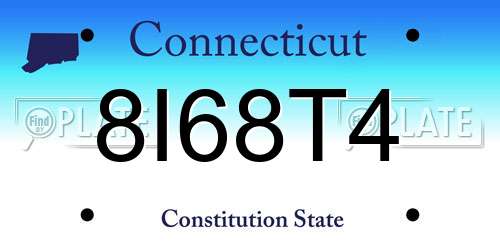 8I68T4 Connecticut License Plate