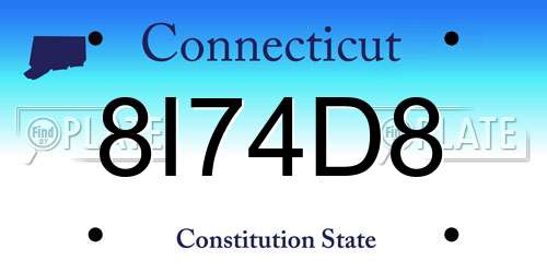 8I74D8 Connecticut License Plate