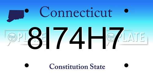 8I74H7 Connecticut License Plate