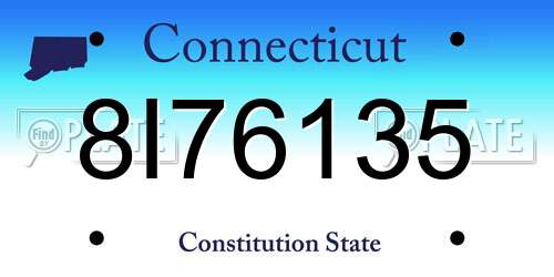 8I76135 Connecticut License Plate