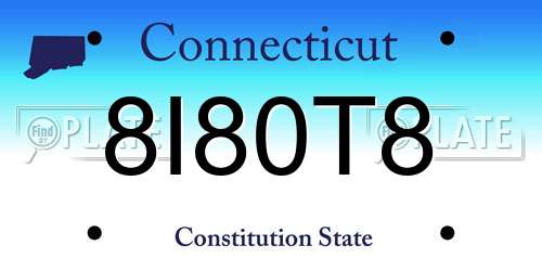 8I80T8 Connecticut License Plate
