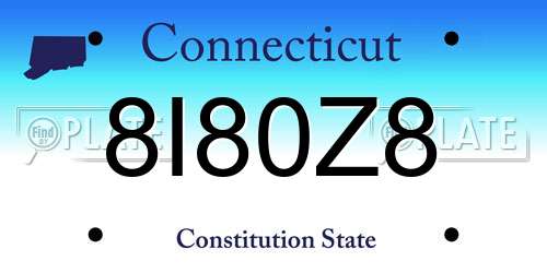 8I80Z8 Connecticut License Plate