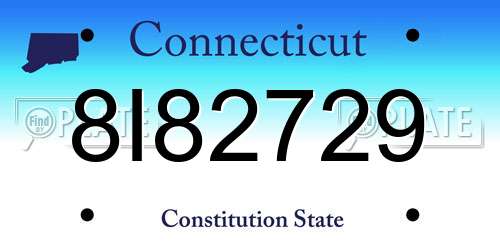 8I82729 Connecticut License Plate