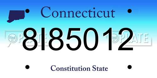8I85012 Connecticut License Plate